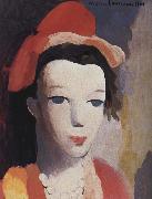 Woman wearing the roseal hat Marie Laurencin